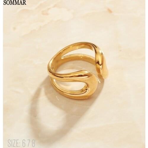 SOMMAR 2021 new hit 18KGP Gold Filled size 6 7 8 Maiden Knuckle Rings Open, double layer men ring Prom Accessories