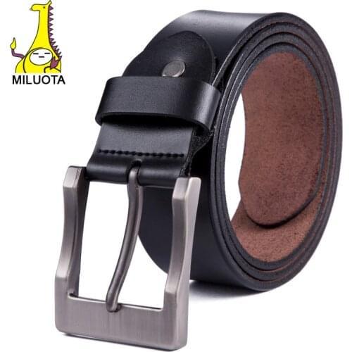 [MILUOTA] Designer belts men high quality genuine leather strap male Fashion metal buckle cintos masculino WND006