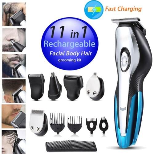 Professional Hair Trimmer Waterproof Electric Hair Clipper Men Beard Trimer For Nose Body Face Haircut shaver 5 Cutting Head
