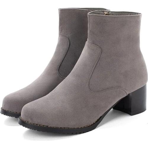 Plus Size 10 11-1 boots women shoes ankle boots for women ladies boots shoes woman winter Suede side zipper thick heel