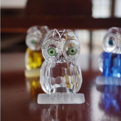 Crystal Cute Owl Figurines Craft Lovely Crystal Animal Ornament Home Table Decorations Great Kids Gifts