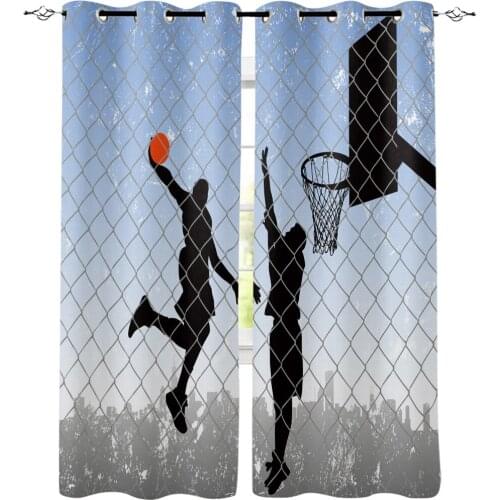 Basketball Silhouette Sports Window Curtain Bedroom Kitchen Living Room Decoration Items Window Curtains for Living Room