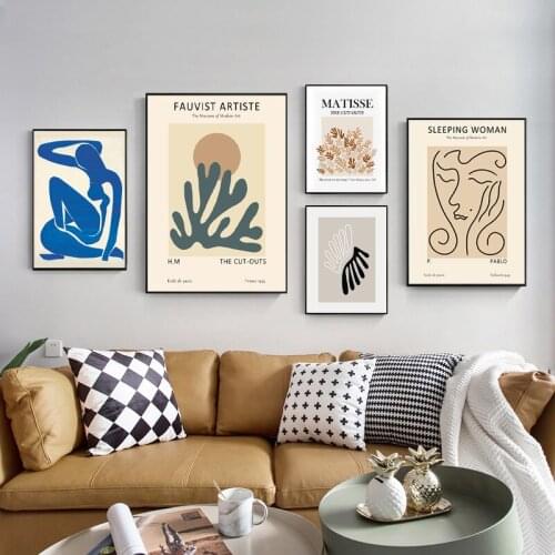 Henri Matisse Abstract Line Canvas Painting Vintage Plant Leaf Wall Art Poster Print Nordic Illustration Pictures for Home Decor