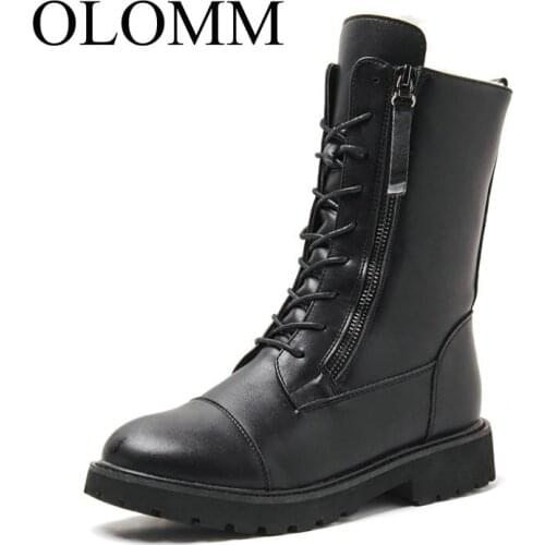 OLOMM Martin boots womens boots casual leather Korean version of the wild 2019 new desert motorcycle boots winter women AB-66