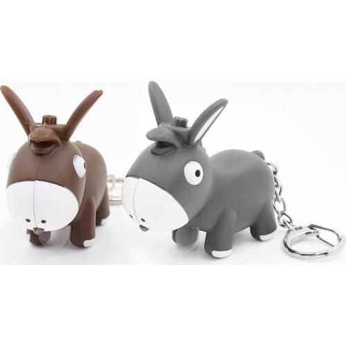 120pcs Plastic LED 3D Baby Donkey Key Chains with Sound Novelty Key Rings for Kids WB1420