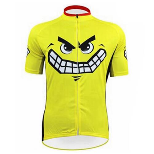 2018 cycling jersey men short sleeve smile yellow cycling clothing mtb/road bike clothing funny bicycle clothing Customizd