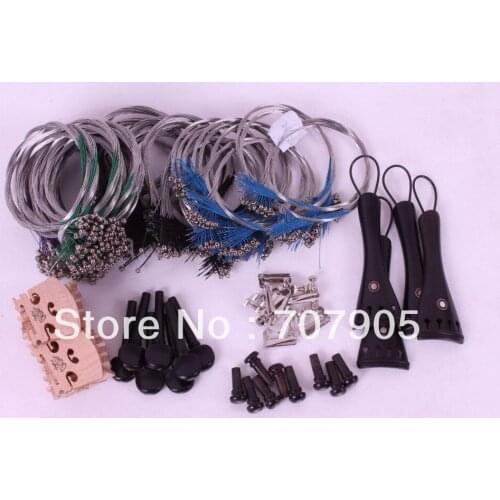 5 set 4/4 violin parts, tail gut tuner string tailpiece peg endpin bridge #E6