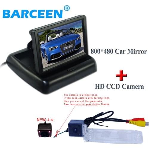 Promotion car rear view camera and screen monitor 1 set include 4.3" lcd screen with 4 IR glsaa lens for KIA SPORTAGE R