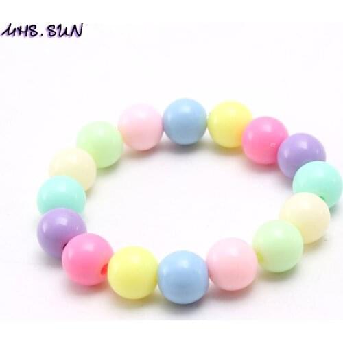 MHS.SUN colorful fashion girls beads bracelets cute bubblegu kids girls elastic bracelets bangles for children party gift 1pc