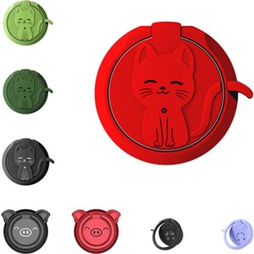 Lucky Cat Finger Ring Holder Cute Pig Desktop Bracket For iPhone 12 Mini 11Pro Xiaomi Huawei Oppo Mobile Phone Mouse Metal Stand