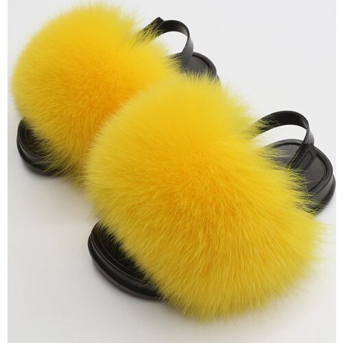 Kids Real Fox fur Sandals Toldder Home Slides Girls Flop Flips Cute Furry slippers Summer Children Indoor outdoor