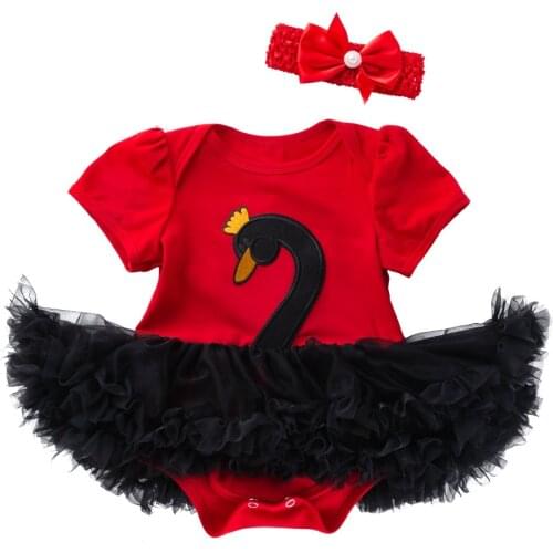 Infant Girl Dresses Swan Romper Newborn Tutu Dress Baby Girl Pink Red Short Sleeve Baby Girl Clothes Party Dress