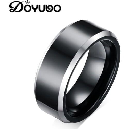 DOYUBO European Design Black Tungsten Carbide Rings For Women & Men Punk Style Fashion Black Stainless Steel Ring Jewelry DA091