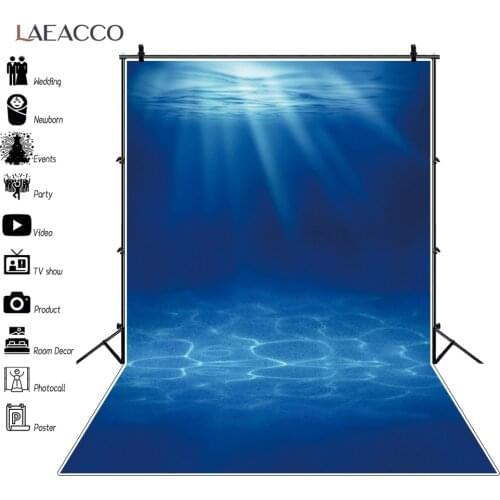 Laeacco Underwater Blue Sea Shiny Spotlight Bubble Stage Baby Party Portrait Photography Backgrounds Photo Backdrops Photocall