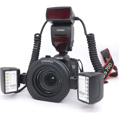 YONGNUO YN-24EX Macro Ring Flash Speedlite with 2 Flash Head 4 Rings Adapter for Canon Close Up / Photography / Macro