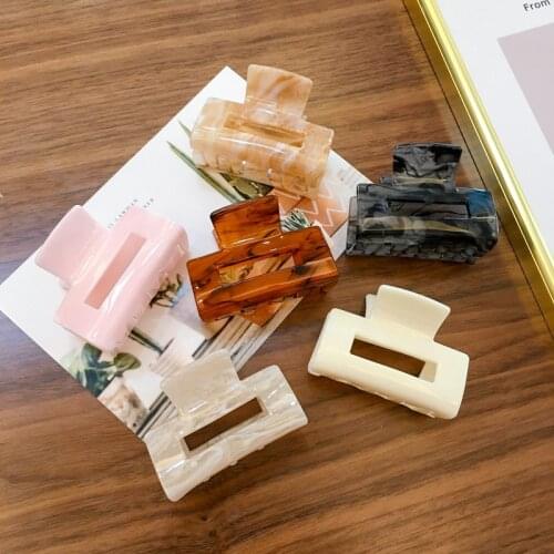 Korean 2020 New Fashion Women Large Size Rectangle Acrylic Hair Clip Multiple Colorful Geometry Hair Crab Hair Claws For Girls