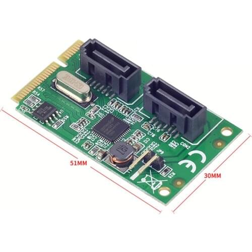 Mini PCI-Express 2.0 ASM1061R Chipset SATA 6Gbps RAID Controller Card 2-port SATA 3.0 Support RAID0 RAID1 SPAN