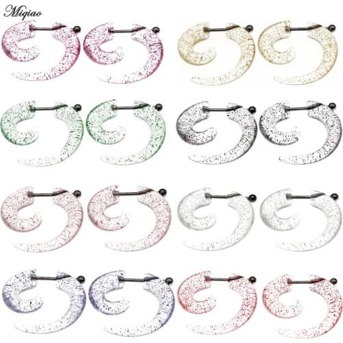 Miqiao 1pair Acrylic Fake Snail Ear Piercing Studs White Black Ear Taper Body Jewelry Piercing New