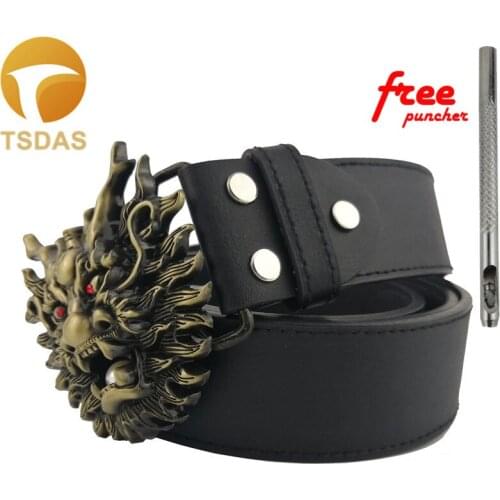 3D Dragon Solid Brass & Silver Men Belt Buckle With 74.5G Metal Cowboy Belt Buckle Head For 4cm Width Belt