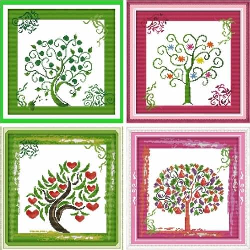 The tree of life cross stitch kit cartoon plant print stamped 14ct 11ct hand embroidery DIY handmade needlework supplies bag