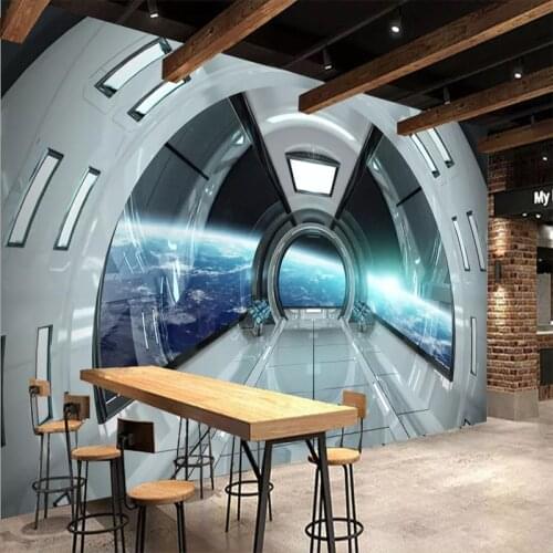 Custom Size Modern 3D Character Universe Space Capsule Mural Home Decor Mural Art Living Room TV Background 3D Wall Paper Roll