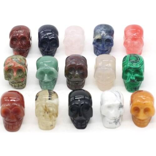 Natural Semi-precious Stones Hand-carved Skull-shaped Stone Pendant DIY Jewelry Making Necklace Accessories