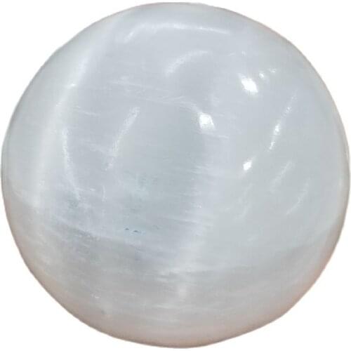 Natural white selenite opal polished crystal spherical stone gemstone healing original gypsum stone massager
