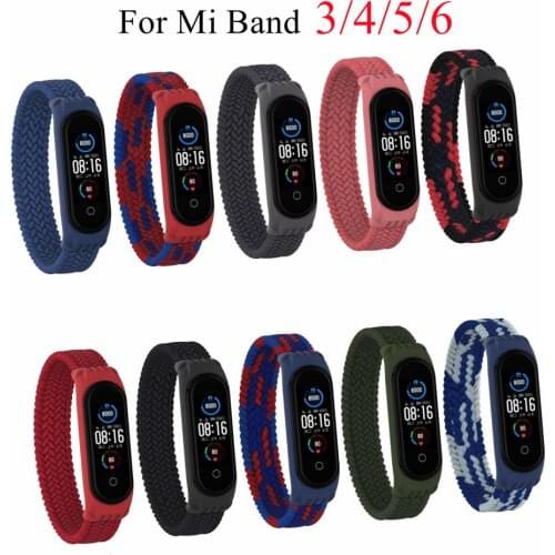 Braided Elastic Wrist Strap For Xiaomi Mi Band 5 4 3 Smart Bracelet Nylon Solo Loop Strap Watchband For Miband 3 4 Mi 5 Correa