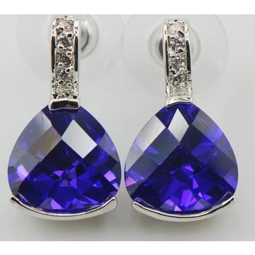 New Purple Crystal Zircon Woman 925 Sterling Silver Crystal Earrings TE529