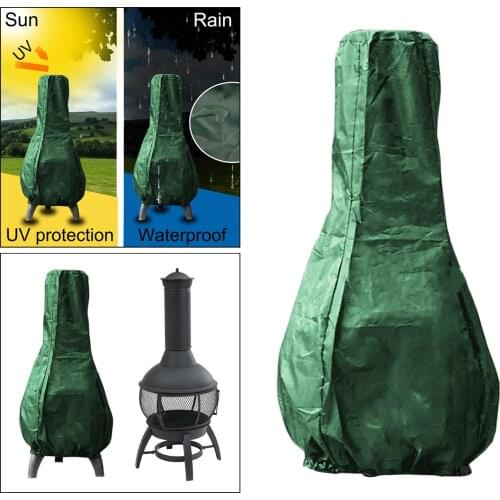 Polyester Chiminea Fire Pit Cover Durable Weather-Resistant Waterproof Dust Protection Outdoor Yard BBQ Grill Stove