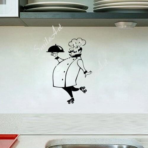 Drop Shipping Chef Wall Sticker Self Adhesive Vinyl Waterproof Wall Art Decal For Bedroom Decoration Wall Art MURAL
