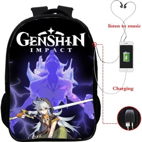 Genshin Impact Printed Backpack Boys Girls School Bag Teenager Usb Cable Backpacks Women Men Bookbag College Student Schoolbag