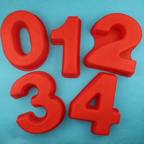 Silicone Cake Mold Digital 10 Inch 0-9 Numbers Shape Fondant Molds for Cake Decorating for Wedding Birthday Anniversary