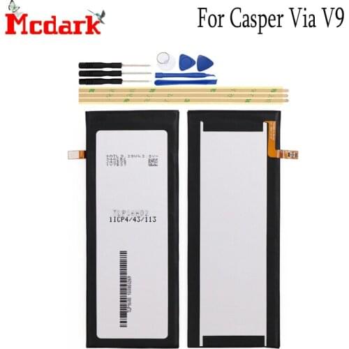 For Casper Via V9 Battery Replacement High Quality Large Capacity 2460mAh Back Up Bateria For Casper Via V9 Smart Phone+tools
