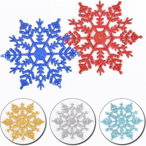 Snowflake Party Supplies Decor Ornaments Christmas Tree Decorations Christmas Snowflake Gold Powder Plastic Snow 6pcs
