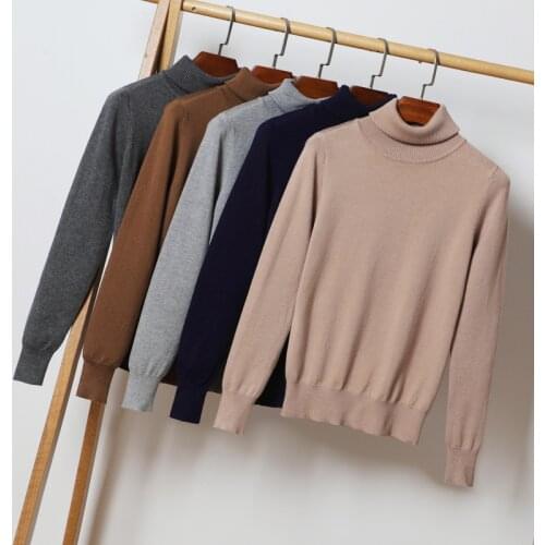 Autumn Women Sweater Solid Loose Women Pullover Knitted Sweater Long Sleeve Pull Femme Turtleneck Sweater Tops Women Stretching