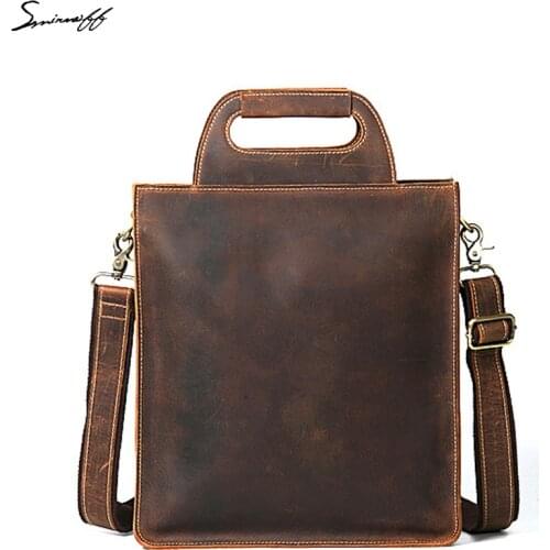 Engrave Name and Logo Vintage Handbags Luxury Genuine Leather ipad Bag Male Business Briefcase Crossbody Bags Men