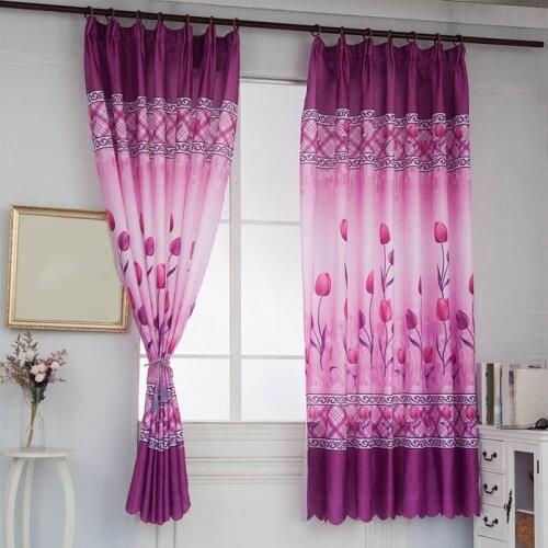 100X200cm Polyester Blackout Curtain 50% Shading Tulip Pattern Living Room Curtains For the Kitchen Brdroom Window