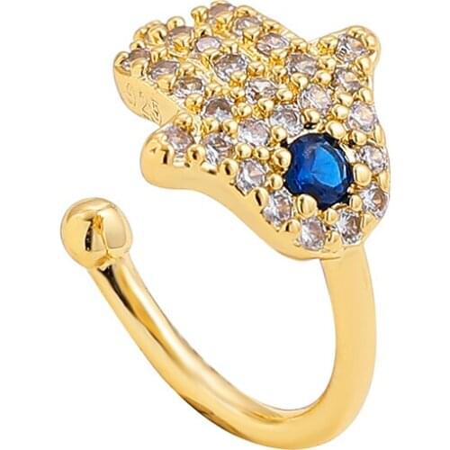 New Trendy Small CZ Zircon Gold Metal Clip on Earrings For Women Punk No Piercing Crystal Hand Shaped Cartilage Ear cuffs