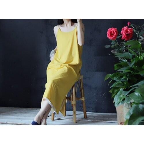 2014 Summer Ladies Fine cotton Strap Dress Long Bottom Dress 15217