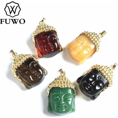 FUWO Buddha Pendant Necklace For Women Gold Electroplated Brass Jewelry Punk Couple Pendants Wholesale Free Shipping PD365