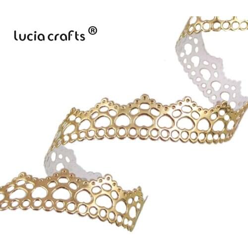 Lucia crafts 2y/5y Gold/Silvery Metal Color Grosgrain Ribbon Trim Lace DIY Wedding Gift Wrapping Decoration P0501