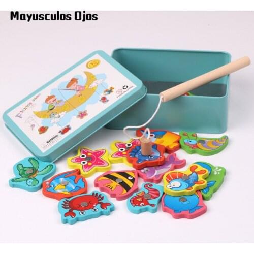 1PC Iron Boxed Children Magnetic Fishing Toy Ocean Fishing Baby Boy Girl Kindergarten Gift