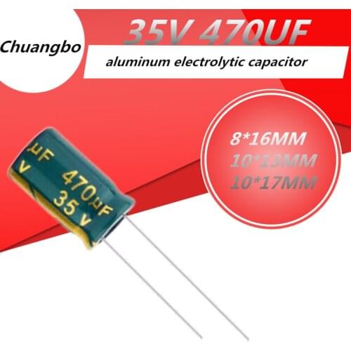 10pcs 35V 470UF 8*16 10*13 10*17MM Higt quality low ESR/impedance high frequency aluminum electrolytic capacitor 35V 470UF