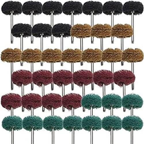 100pcs Scouring Pad Brush Nylon Abrasive Brush Fiber Grinding Sanding Head Buffing Polishing Wheel for Dremel Accessories Tools