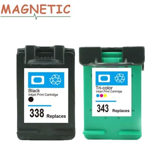 2pcs Magnetic Compatible Ink Cartridge for HP338 343 For HP Deskjet D4260 4260 D4360 C4200 C4480 C4280 C4400 C4580 C4273 338 343