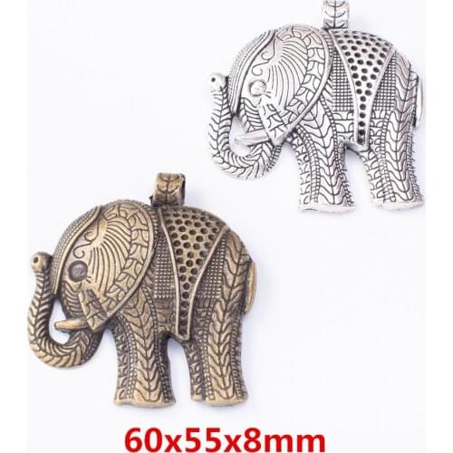 2 pieces of retro metal zinc alloy elephant pendant for DIY handmade jewelry necklace making 7495