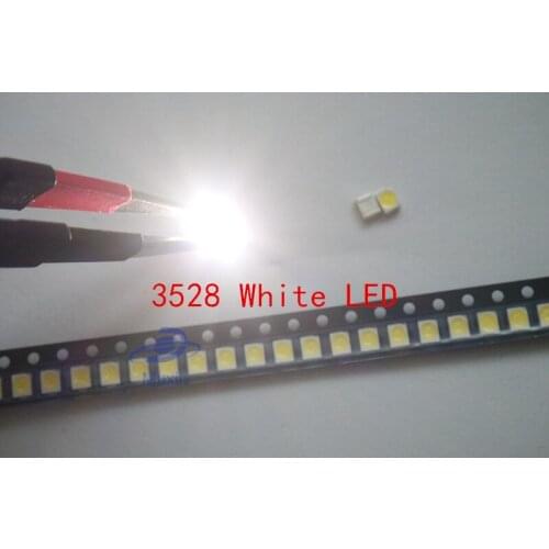 200PCS/LOT 1210 white 3528 SMD LED bright white light-emitting diodes 5000-7000k 6-7lm 2000-2200mcd 2.8-3.6v 3528 Cool white