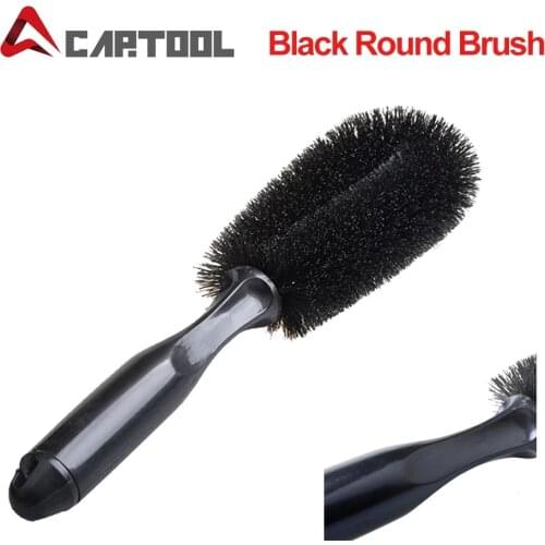 2021 Black Round Head Brush Car Wheel Brush Car Wash Tools Vehicle Wheel Tire Rim Scrub Brush Useful Tyre Cleaner Accessories