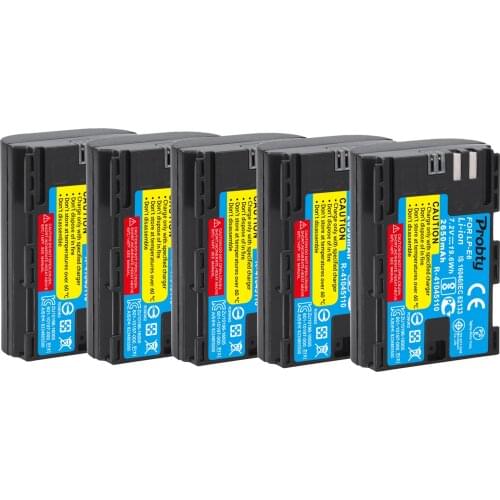 5Pcs Full coded LP-E6 LPE6 2650mAh Battery Batteria For Canon 5D Mark II III and IV 70D 5Ds 6D 5Ds 80D 7D 60D 5Ds R DSLR Camera